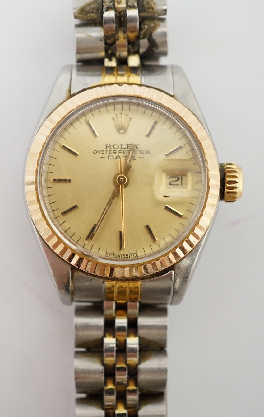 A lady's late 20th century steel and gold Rolex Oyster Perpetual Date wrist watch